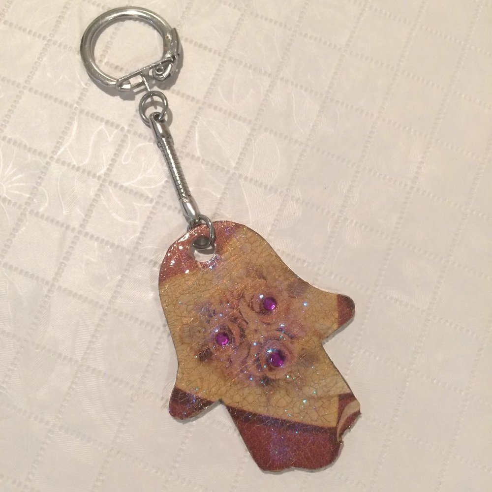 Hamsa Hand Keychain, Key Ring, Bag Charm